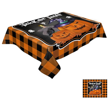 Nappe d'halloween 153x259cm halloween carré nappe citrouille et toile d'araignée decoration halloween effrayante tissu interieur